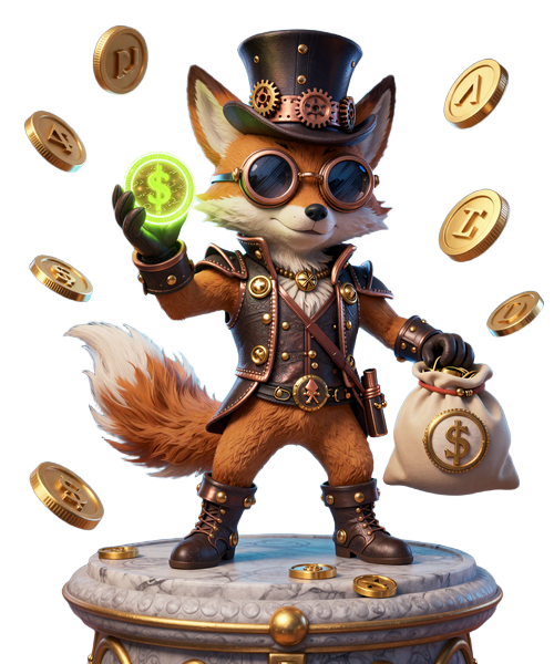 Yep Casino Maskottchen mit goldenen M&uuml;nzen und Freispiel-Symbolen