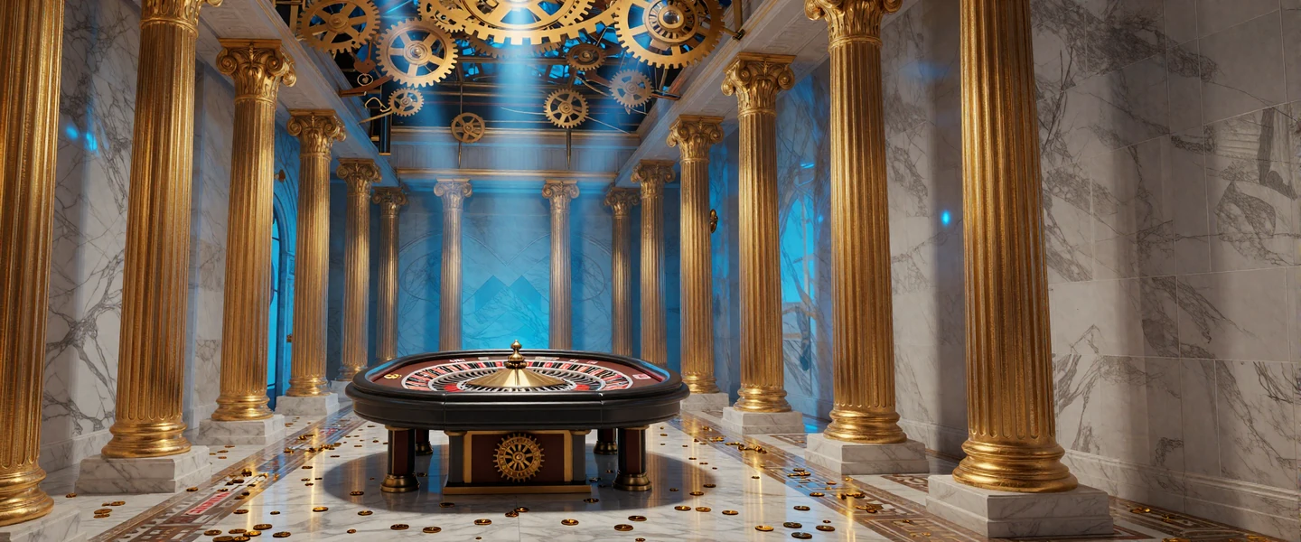 Yep Casino Live Casino Lobby mit mythologischem Marmorsaal und goldenen S&auml;ulen